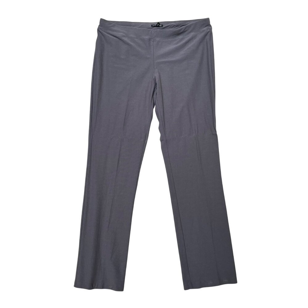Eileen Fisher Womens Gray Knit Pull On Straight Leg Stretch Pants Viscose Sz LT
